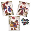 Mill Hill Alpine Santa Set (2003) Set of 3 Beaded Cross Stitch Kits Including Bluebird, Dove and Cardinal Santas, Plus Decorative 'Needleworker' Sticker