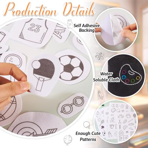 Magibeads 68 Patterns Sturdy Sport Theme Water Soluble Embroidery Stabilizers Tennis Rugby Stick and Stitch Embroidery Patterns Wash Away Embroidery Paper Starter Kit for Hand Sewing Beginners Adult - color: Sturdy & Sport
