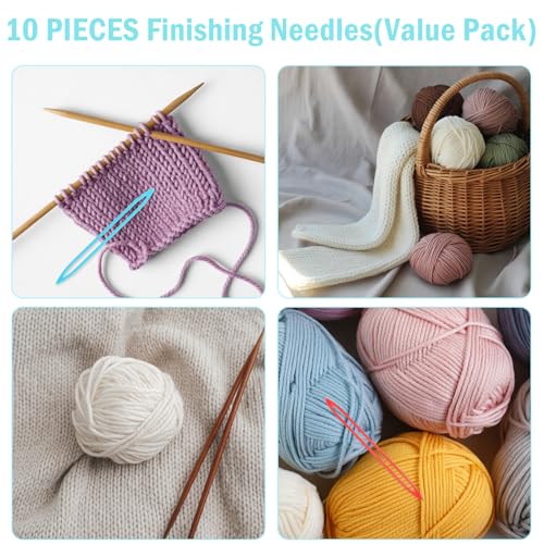 10 Pcs Yarn Needles Large Eye, Plastic Crochet Needles, Thick Bulky Tapestry Weaving Darning Needle, Finishing Yarns Needle for Sewing Weaving Knitting(Multi Colors)