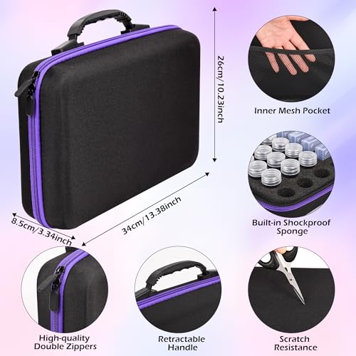 MERATIA Diamond Painting Storage Case Organizer, 40 Slots with Accessories - color: Purple-10 square+30 round bottles