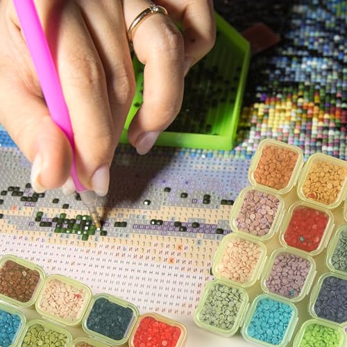 Mr. Pen- Bead Storage Containers, 28 Grids, 2 Pack, Transparent Green - color: Transparent Green, size: 2 Pack-56 Pcs(6.8"x4.4"x1")