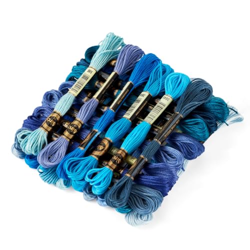 FASHEWELRY 24 Skeins Embroidery Floss Thread 1mm Cross Stitch Thread - color: 24 Colors-Blue, size: 1mm