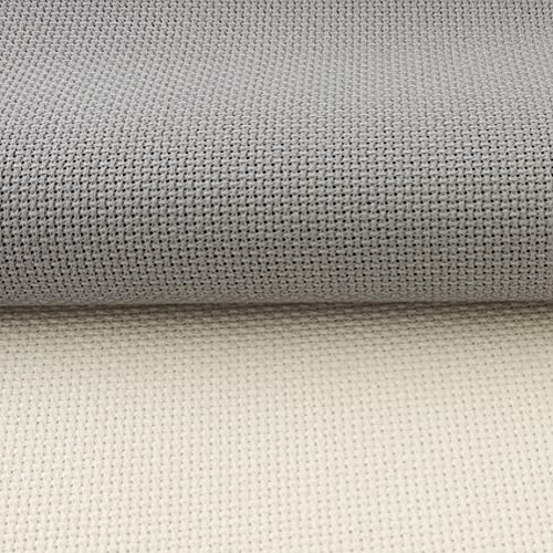 KCS 59" x one Yard 18 Ct Counted Cotton Aida Cloth Cross Stitch Fabric (Light Steel Grey) - color: Light Steel Grey