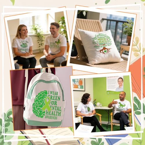 24Pcs Mental Health Awareness Dtf Transfers Ready to Press May Mental Health Month Iron on Transfers for Tshirts Psychological Transfer Vinyl Stickers for Clothing Pillows Bag DIY Crafts - color: Mental Health Awareness