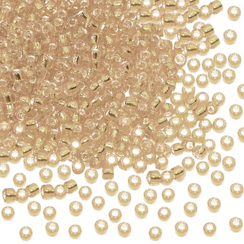 Glass Seed Beads Penta Angel 50g Mini Round Craft Loose Spacer Pony Beads for Earring Bracelets Necklace Waist Bead Jewelry Making(2mm, Champagne) - color: Champagne