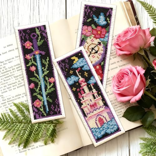 ORIGACH 6 Set Fairy Tale Fantasy Cross Stitch Bookmark Kit for Beginner - style: Fairy Tale Fantasy