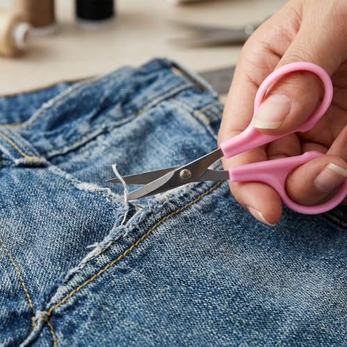 2 Pcs Applique Scissors, 12cm Craft Sewing Embroidery Scissors, Curved Tip Needlework Cutter With Stainless Steel Blade ABS Handle