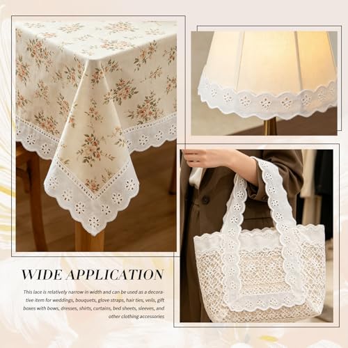 15 Yards White Lace Trim, 15 Yard White Lace Ribbon,1.8inch White Cotton Eyelet Lace Ribbon,Floral Embroidery Ruffle Lace Trim for Sewing Dresses Clothes and Bridal Wedding Applique Decoration - color: White, Length: 15 Yard, Width: 1.8inch / 4.5cm