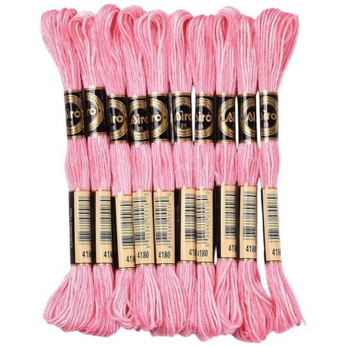 10 Skeins 87.5 Yards 6 Ply Variegated Hot Pink Embroidery Thread Segment Dyed Cross Stitch Floss Gradient Friendship Bracelet String Yarn Bulk for Sewing Making Jewelry Needlecraft Knitting - color: Hot Pink
