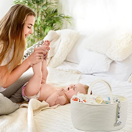 XUANGUO Large Cotton Rope Baby Diaper Caddy Organizer Basket with White - color: White, size: Large