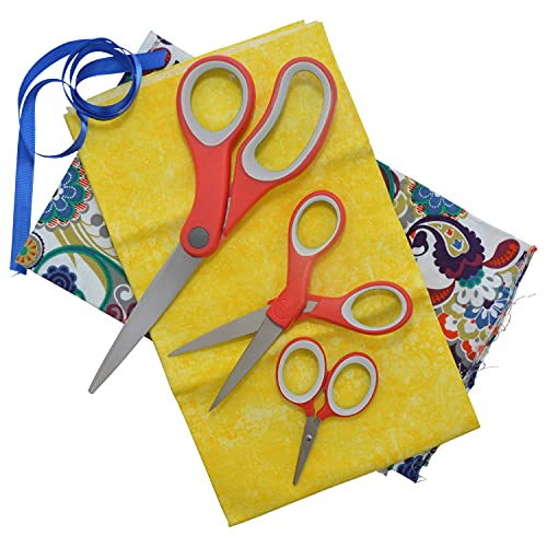 Westcott Craft & Fabric Scissors Set for Office, Home and Classroom, 8-Inch / 5-Inch / 3-Inch, Red/Gray, 3 Pack - size: Multi