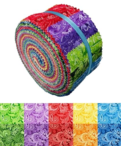 100% Cotton Quilting Fabric Jelly Roll Fabric-Paisley Floral - color: Paisley
