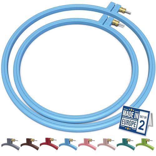 Maker Susan Plastic Embroidery Hoop, Hello Series Cross Stitch Hoops for Beginners, Punch Needle Hoop, Embroidery Frames for Sewing, Needlework, Embroidery Projects (Blue, 2 Pcs Set) - style: Blue
