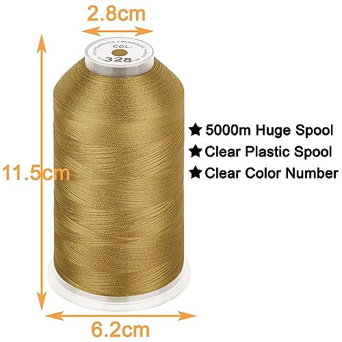New brothread 5000M Huge Spool Embroidery Machine Thread -Brass - color: Brass-328