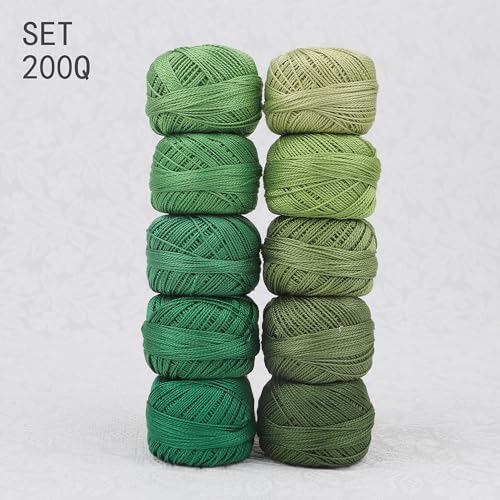 Size 8 Double Mercerized Egyptian Long Staple Cotton Pearl Thread Ball 5 Grams Rainbow Color Embroidery Thread 10 Colors per Box for Crochet Hardanger Cross Stitch Hand Embroidery (Set Q) - color: Set Q