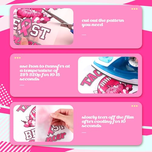 Tellingyou 36 Sheets Breast Cancer Awareness Iron on Transfer Iron on Patch - style: Breast Cancer Awareness