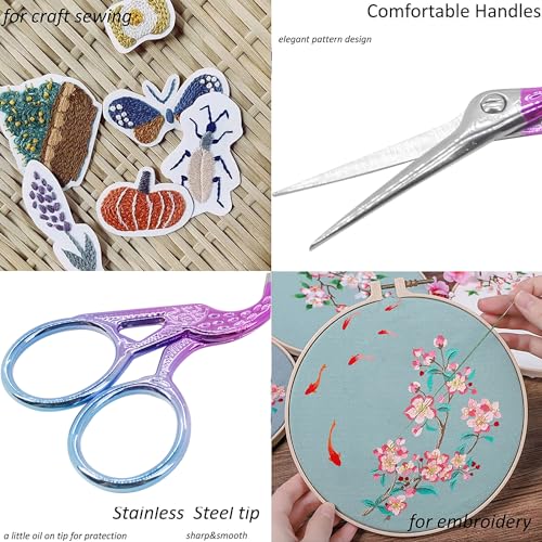 BIHRTC 3.6" Detail Shears Small Stainless Steel Small Embroidery Scissor - color: Blue Pink, size: 3.6inch