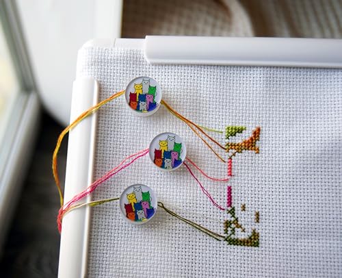The Set of 3 Parking bobbins Needle minders Floss Holders Keeper Magnetic Clips Tightening Floss Cross Stitch Parking bobbins for Embroidery Frame Scroll Rod qsnap Hoop Tension Clips Thread Catcher