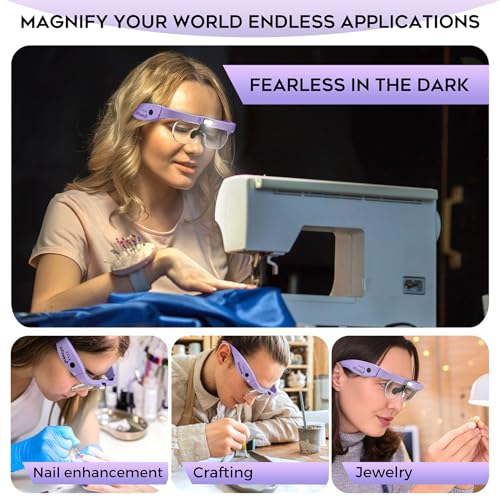 Dilzekui Magnifying Glass w/Light,1.5X-5X Magnifying Glasses Acrylic Lenses - color: Purple