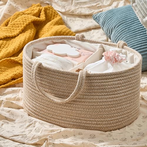 Diaper Caddy Organizer, Gift Basket for Baby Shower, Newborn Essentials - color: Oatmeal, size: Large