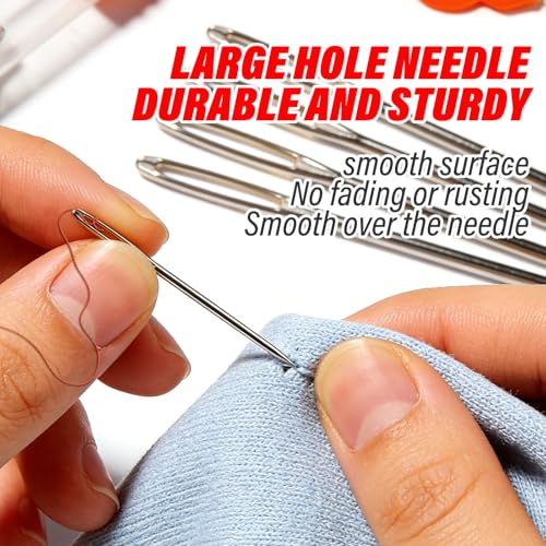 25Pcs Large Eye Sewing Needles, Stainless Steel Yarn Knitting Needles for Handsewing, Repair, Quilting, Embroidery Needles for Crafts, Repair, Quilting Sewing Supplies Kit - color: silver-25pcs