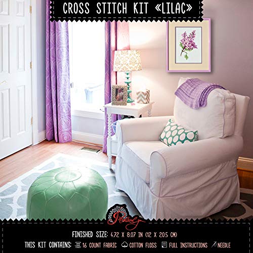 Povitrulya Counted Cross Stitch Kit for Adults “Lilac” | Hand Embroidery Kits - Mother's Day Gift for Mom or Grandma - color: Lilac