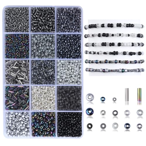 Black Seed Beads for Jewelry Making Glass Bugle Beads for DIY Craft - color: Black