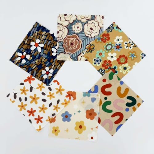 14 Colors Floral Cotton Fabric Squares - 42 Pcs 5x5 Inch Precut Quilting Bundle, 3 of Each Color | Retro Ditsy Print Charm Pack for Sewing, Patchwork & DIY Crafts - color: Color-6