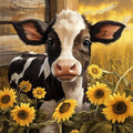 DYAIANGMU Cow Stamped Cross Stitch Kit for Adults 13.7x13.7 inches - color: flower-50