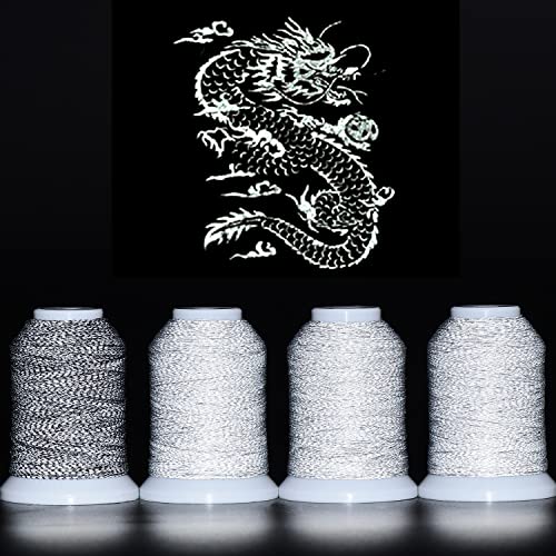 New brothread 4 Spools Reflective Embroidery Machine Thread Kit