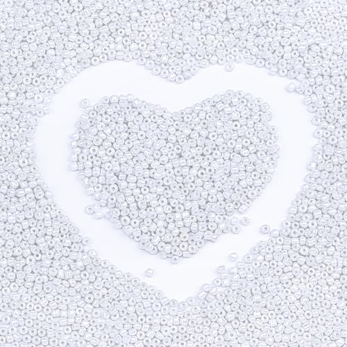 Legefo 4mm Glass Seed Beads Bulk, Cream White 6/0 Small Mini Pony Seed Beads, Tiny Round Craft Bead for Bracelet Necklace Wrist Jewelry Making Beading Weaving DIY Crafts Supplies, 1000pcs - color: Cream White