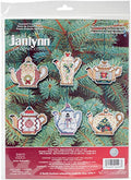 Christmas Teapot Ornaments Counted Cross Stitch Kit, 3-Inch, Set of 6