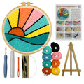 CELCRAFTIQUE Punch Needle Kits for Adults Beginner, Tool with Punch Needle Fabric, Hoops, Yarns and Sewing Needles (Morning Glow) - color: Morning Glow