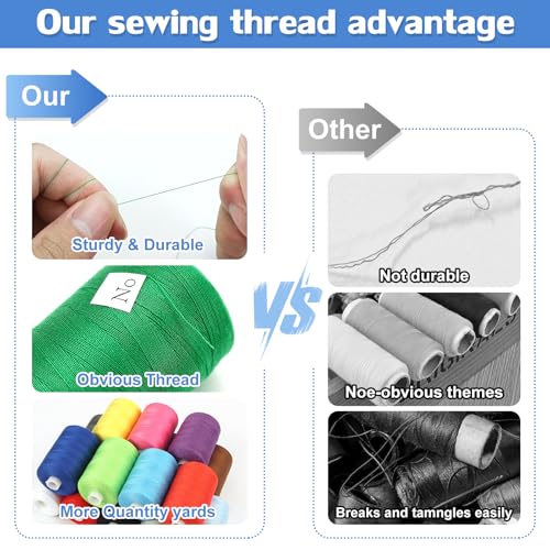 All Purpose Sewing Thread, 6 Spools of 1000 Yards Polyester Quilting Thread - color: Black+White