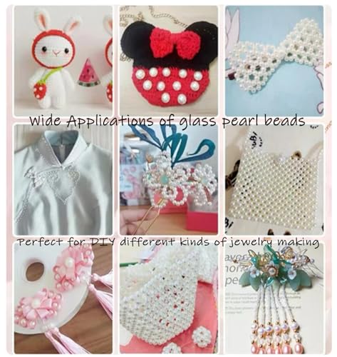 YouLuo 200Pcs Glass Pearl Beads for Jewelry Making,Glass Beads for Bracelet - color: Cream