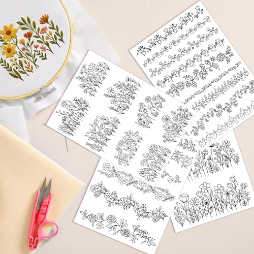 Floral Lace Embroidery Patterns, Water Soluble Stick and Stitch Paper - style: Flower013