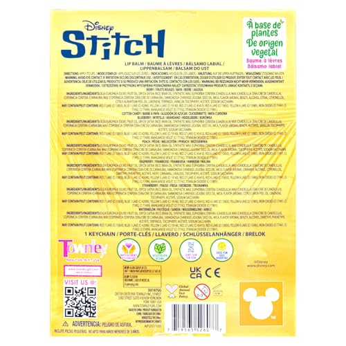 Stitch Keychain Lip Balm Set, 7-Piece Plant-Based, Ages 3+ - color: Stitch