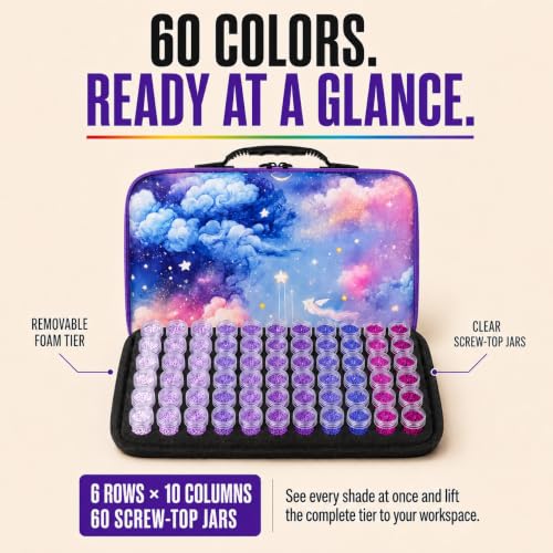 MERATIA Diamond Art Storage Organizer, 60 Jars with Accessories - color: Celestial Journey-60 Slots