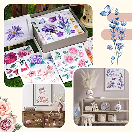 BBTO 12 Sheets Rub on Transfers for Crafts Wood Furniture DIY, 5.5" x 5.7" - style: Floral Style
