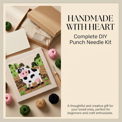 Embroidery Punch Needle kit Frame, Embroidery Starter Kits for Beginner,Punch Needle Fabric with Pattern,Threader, Yarns,Embroidery Hoops & Rug Punch (Green-Brown) - color: Green-brown