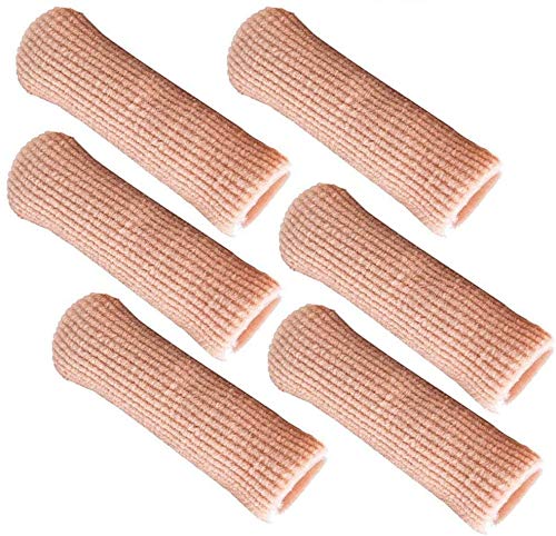 SOHLER 6 Packs Closed Toe Caps Finger Covers Sleeve Protectors, Elastic Fabric Lined with Soft Gel (Large 3/4"x 2-1/2") - size: Large 1"x 2-1/2"