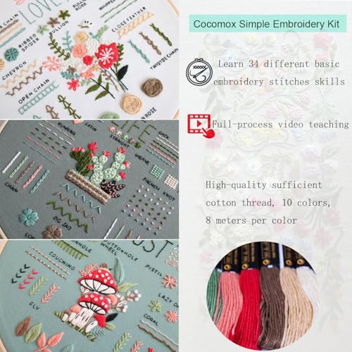 COCOMOX Embroidery Kit for Beginners Adults, Needlepoint Cross Stitch Kits - color: Simple pattern