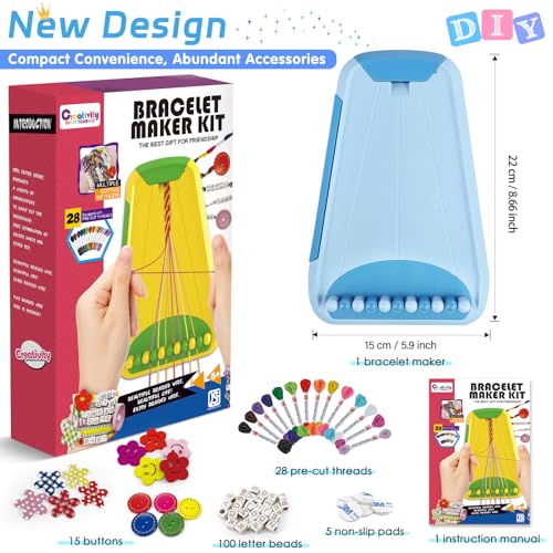 Maynacs Friendship Bracelet Making Kit for Girls 8-12, 28 Pre-Cut Threads - color: Light Blue