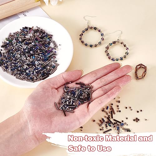 Ornaland Glass Bugle Beads Tiny Long Tube Seed Beads Bulk, Black, 30g - color: Black