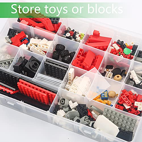 Gbivbe Large 24 Grids Plastic Organizer Box Adjustable Dividers,Clear Storage Box for Jewelry, Art DIY Crafts, Washi Tapes, Beads and Small Parts(2 Pack) - color: Clear-2