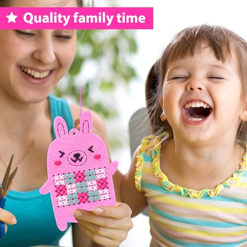 KRAFUN Animal Cross Stitch Keyring Kit for Kids Ages 7-13 - color: Animal