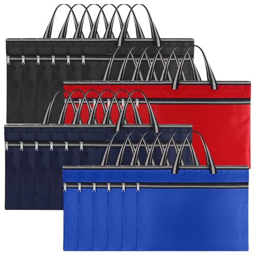 24 Pcs Large Zipper Pouch Handle, Waterproof File Bag, 4 Colors