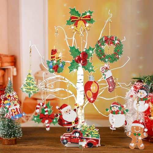Equsion 14 Pcs Christmas Diamond Art Ornaments Christmas Diamond Painting