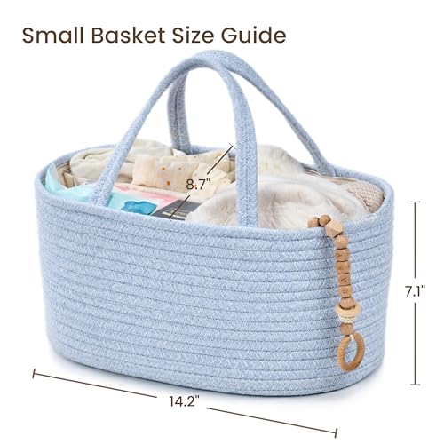 Diaper Caddy Organizer, Gift Basket for Baby Shower, Newborn Essentials - color: Light Blue, size: Small