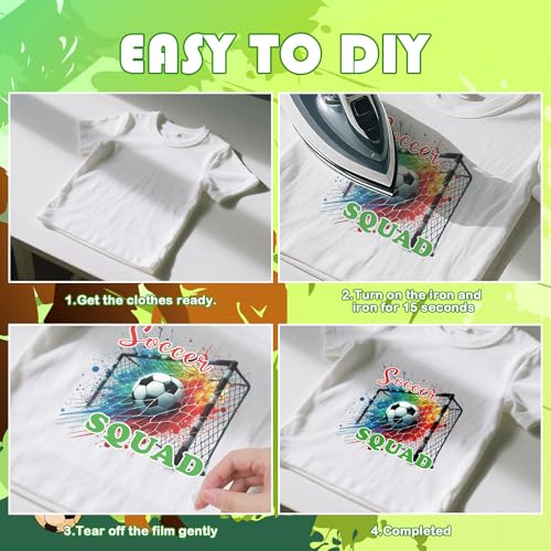 Soccer DTF Transfers Ready to Press - 20 Sheets Watercolor Soccer Iron On Transfers for T Shirts Sports Game Heat Transfer Iron on Patches for Clothes Bag Pillow Covers DIY - style: Soccer Style